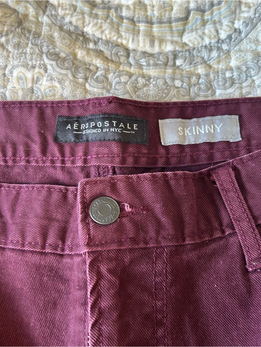 Aeropostale Men's Skinny Jeans - Burgundy